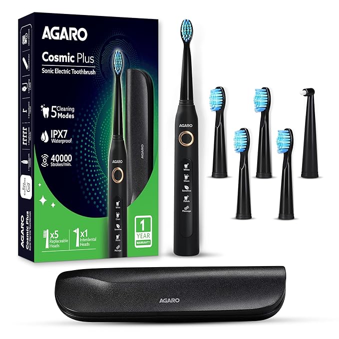 AGARO COSMIC PLUS Sonic Electric Tooth Brush for Adults with 5 Modes